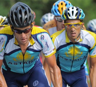Armstrong y Contador, en un momento de la etapa