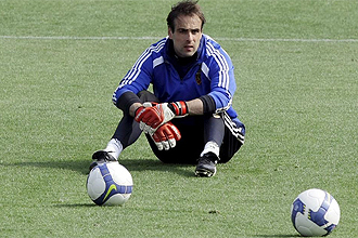 Lpez Vallejo, durante un entrenamiento con el Zaragoza