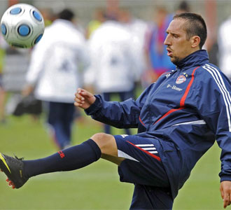 Frank Ribery, en un entrenamiento con el Bayern de Munich en esta pretemporada