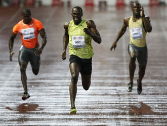 Bolt, durante una competencia en Lausana