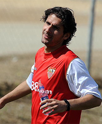 Escud, durante un entrenamiento del Sevilla