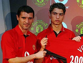 Roy Keane junto a Cristiano Ronaldo, en una imagen de 2003.