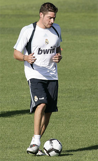 Javi García en un entrenamiento del Madrid