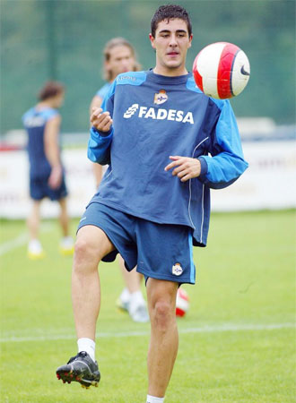 Rodri durante un entrenamiento del Deportivo.