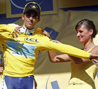 Contador se visti de amarillo tras la etapa de Verbier.