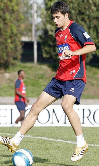 Roberto Canella durante un entrenamiento del Sporting