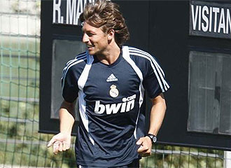 Heinze, durante un entrenamiento con el Madrid