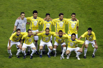 El equipo, durante un partido de la Copa del Rey