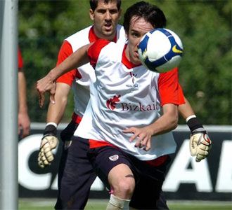 David López, en un entrenamiento con el Athletic de Bilbao durante esta pretemporada