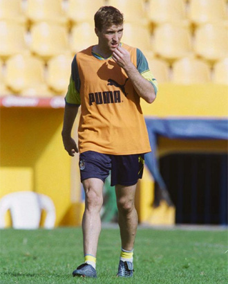 Josico, durante un entrenamiento en su etapa como jugador de Las Palmas.