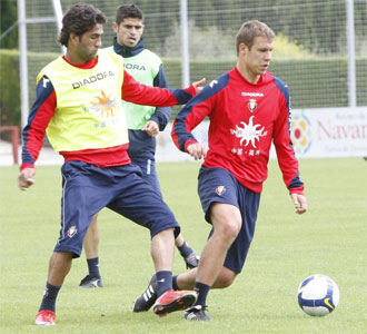 Masoud y Vadocz, en un entrenamiento con el Osasuna durante esta pretemporada