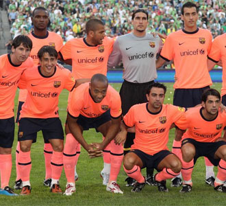 Equipo titular del FC Barcelona que se enfrentó al Seatle dentro de su gira norteamericana de pretemporada