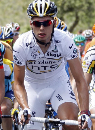 Tony Martin con el maillot blanco en el Tour'09.