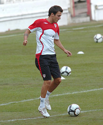 Xabi Castillo, durante un entrenamiento del Athletic