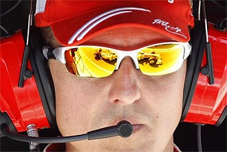 Michael Schumacher, en el 'box' de Ferrari.