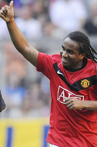 Anderson celebra un gol con el Manchester United