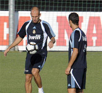 Arjen Robben, en su ltimo entrenamiento con el Real Madrid