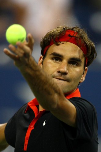 Roger Federer durante su partido de segunda en ronda en el US Open.