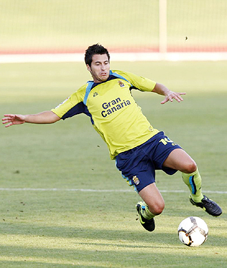 Jorge Larena, durante un partido de la pretemporada con Las Palmas, cree que su equipo tiene margen de mejora