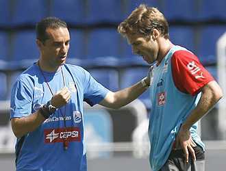 Alonso, durante un entrenamiento con el Tenerife