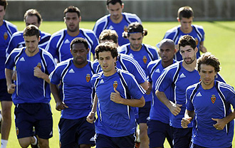 El Real Zaragoza durante un entrenamiento
