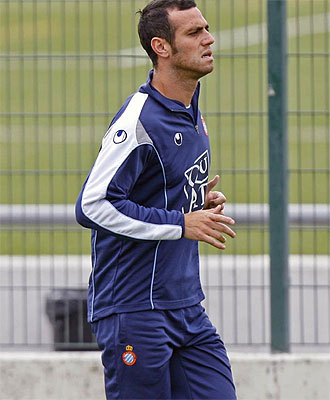 Moiss Hurtado, durante un entrenamiento del Espanyol