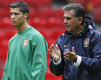 Carlos Queiroz y Cristiano Ronaldo, con Portugal