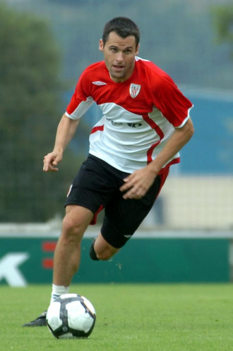 Orbaiz, en un antrenamiento con el Athletic de Bilbao