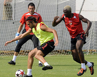 El Sevilla durante un entrenamiento