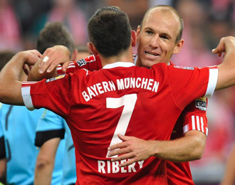 Ribery y Robben celebran un triunfo con el Bayern