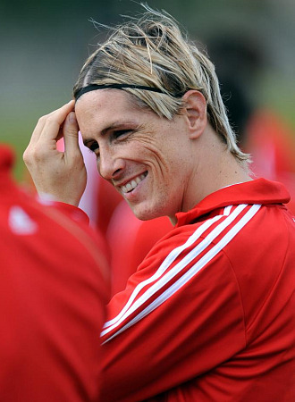 Fernando Torres sonre en un entrenamiento.