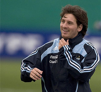 Messi durante un entrenamiento con Argentina.