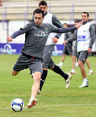 Prieto, durante un entrenamiento con el Valladolid