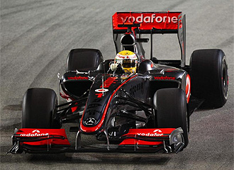 Lewis Hamilton, durante una sesin de entrenamientos en Singapur