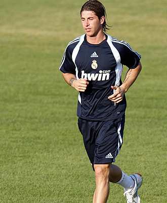 Ramos, durante un entrenamiento con el Real Madrid