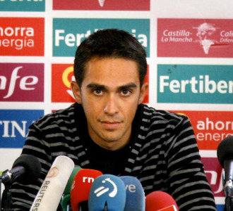 Alberto Contador en rueda de prensa.
