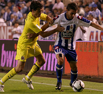 Adri�n L�pez durante el �ltimo partido ante el Villarreal.