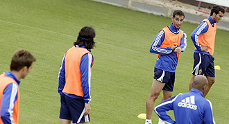 Pablo Amo durante un entrenamiento con el Zaragoza