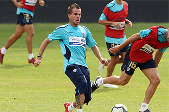 El centrocampista del Málaga Duda, durante un entrenamiento
