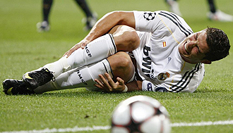 Cristiano Ronaldo tras lesionarse contra el Olympique