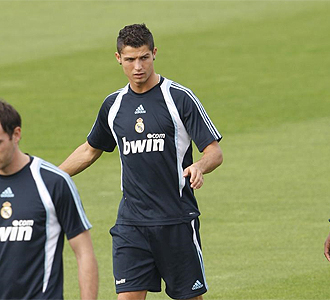 Cristiano Ronaldo durante un entrenamiento del Madrid