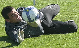 Justo Villar, durante un entrenamiento del Valladolid.