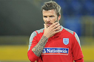 Beckham, en un entrenamiento con Inglaterra.