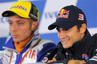 Rossi y Pedrosa, en la rueda de prensa