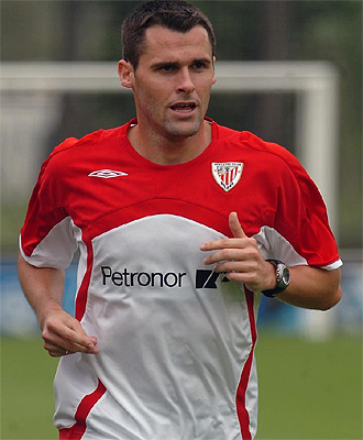 Pablo Orbaiz, durante un entrenamiento con el Athletic