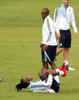 Lass, en el entrenamiento del Real Madrid.