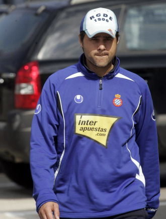 Pochettino durante un entrenamiento con el Espanyol