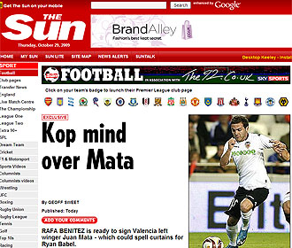Información de The Sun sobre Juan Mata y el Liverpool
