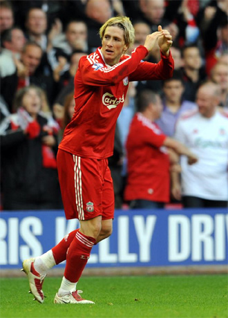 Fernando Torres, durante el partido contra el United.