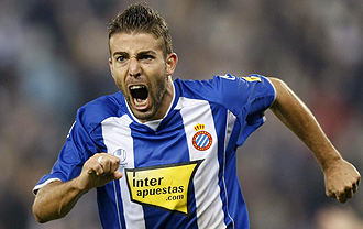Luis García celebrando un gol con el Espanyol